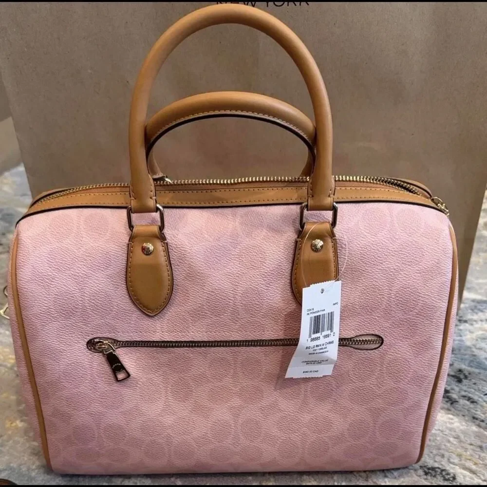 Coach Large Powder Pink Rowan With Charms - Picture 2 of 3
